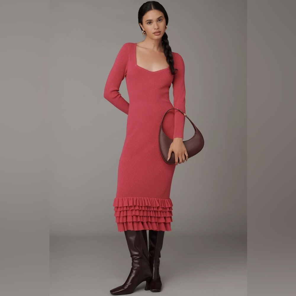 Anthropologie Slim Ruffle Sweater Midi Dress Size M
Worn Once